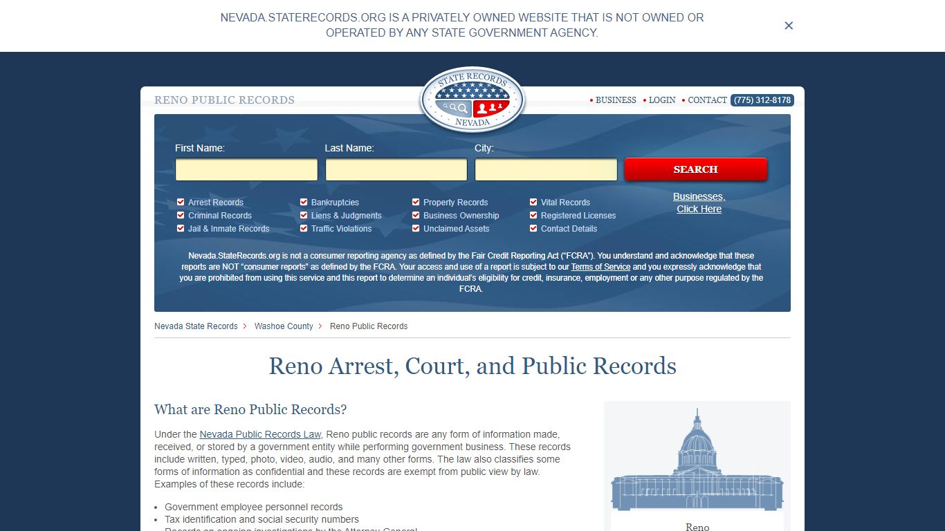 Reno Arrest and Public Records | Nevada.StateRecords.org