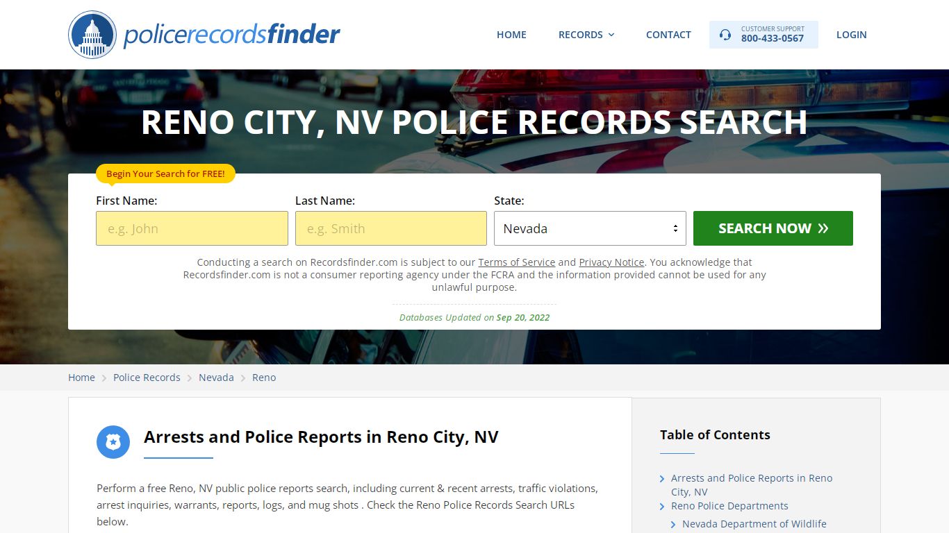 Reno, Washoe County, NV Police Reports & Police Department Records
