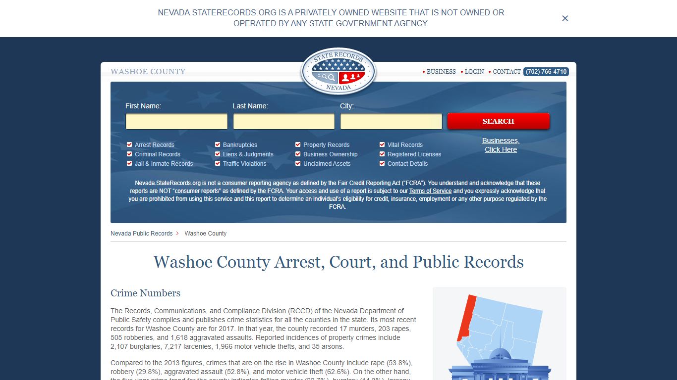 Washoe County Arrest, Court, and Public Records